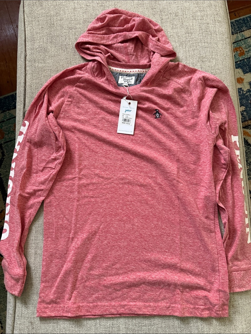 Original Penguin Coral Heather Hooded Long-Sleeve Tee